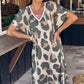 Robe décontractée à col en V et imprimé léopard pour femme