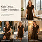 Robe unie à col en V festonné et taille haute pour femme