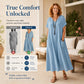 Robe longue de vacances ample à col en V pour femme