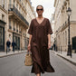Robe longue de vacances ample à col en V pour femme