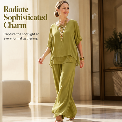 Ensemble deux pièces pour femme avec pantalon à jambes larges
