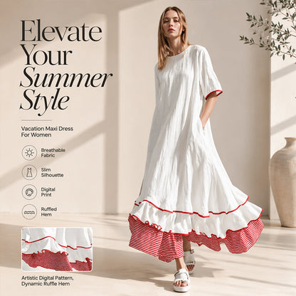 Robe longue à volants superposés pour femme, modèle d'été