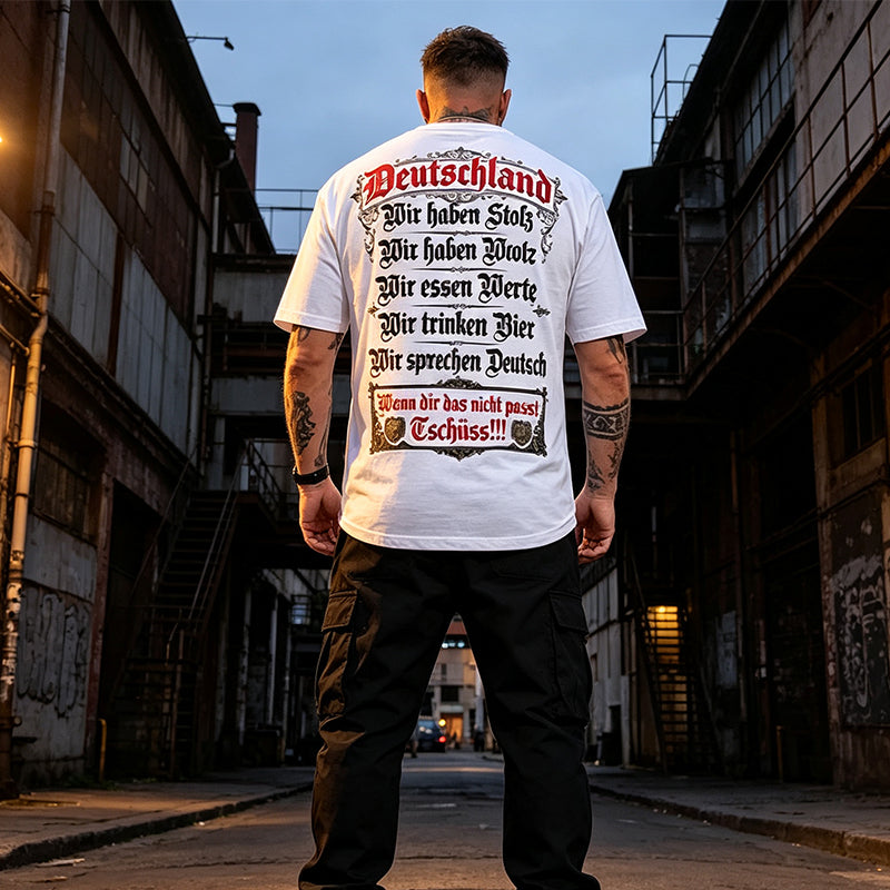 T-shirt à manches courtes et col rond pour homme « Deutschland Heritage » avec imprimé
