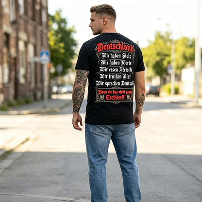 T-shirt à manches courtes et col rond pour homme « Deutschland Heritage » avec imprimé