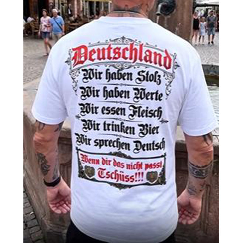 T-shirt à manches courtes et col rond pour homme « Deutschland Heritage » avec imprimé