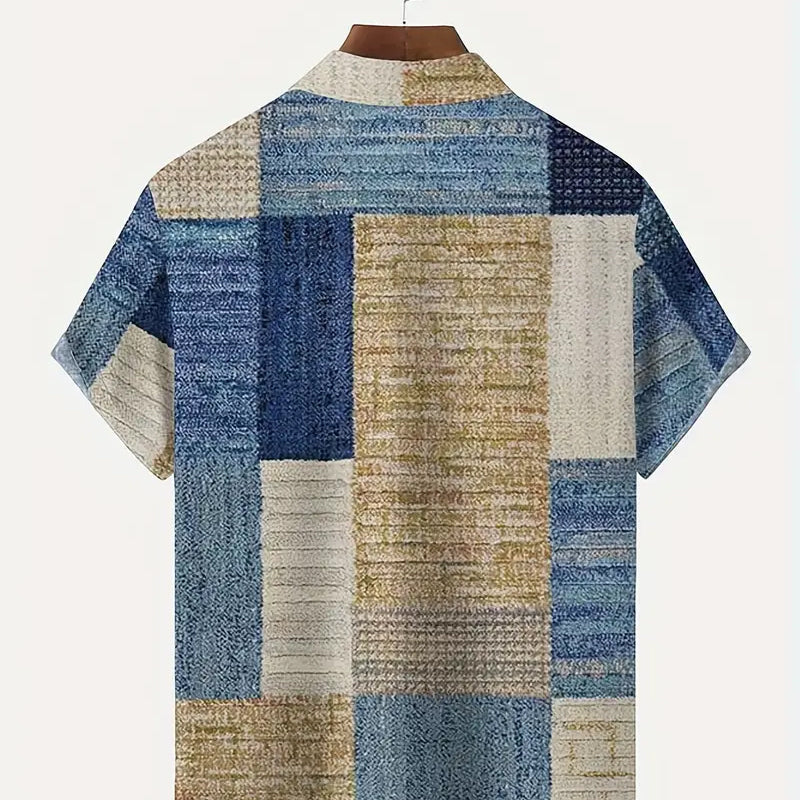 👔🎨 -50% ! 🌿 Chemise Homme à Motifs Contrastés – Coupe Ample, Respirante & Lavable en Machine – 6 Coloris