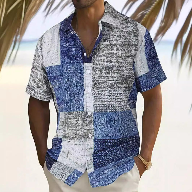 👔🎨 -50% ! 🌿 Chemise Homme à Motifs Contrastés – Coupe Ample, Respirante & Lavable en Machine – 6 Coloris