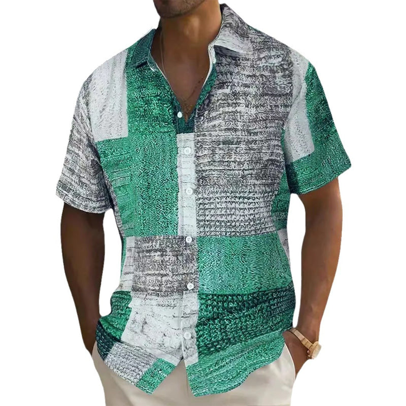👔🎨 -50% ! 🌿 Chemise Homme à Motifs Contrastés – Coupe Ample, Respirante & Lavable en Machine – 6 Coloris