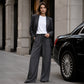 Pantalon droit côtelé femme à taille élastique et cordon de serrage, coupe ample fluide, tissu texturé doux pour usage quotidien🔥-44%🍃 Coupe ample sans serrement, plusieurs coloris unis polyvalents