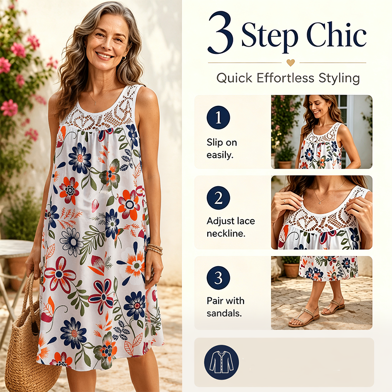💗💃🏻Promotion du dernier jour : 50 % de réduction ⚡Plus de 50 000 exemplaires vendus💕Robe élégante à fleurs sans manches pour femme