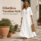 Robe longue à col en V et manches à volants pour femme