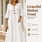 Robe longue à col en V et manches à volants pour femme