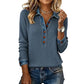 🔥-50% Haut maille patchwork femme col denim manches longues boutons devant🍃 Coupe confortable sans serrement, plusieurs coloris unis disponibles