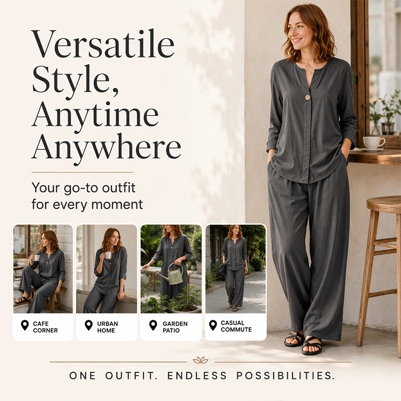 Ensemble chemise décontractée et pantalon large pour femme