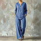 Ensemble chemise décontractée et pantalon large pour femme