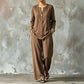 Ensemble chemise décontractée et pantalon large pour femme