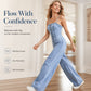 👗💙 Combinaison en jean à bretelles fines et jambes larges pour femme – 50 % de réduction ! Un style décontracté, le confort d'une coupe à jambes larges, un jean classique : votre nouvelle tenue préférée pour les beaux jours. ☁️☀️