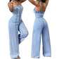 👗💙 Combinaison en jean à bretelles fines et jambes larges pour femme – 50 % de réduction ! Un style décontracté, le confort d'une coupe à jambes larges, un jean classique : votre nouvelle tenue préférée pour les beaux jours. ☁️☀️