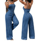 👗💙 Combinaison en jean à bretelles fines et jambes larges pour femme – 50 % de réduction ! Un style décontracté, le confort d'une coupe à jambes larges, un jean classique : votre nouvelle tenue préférée pour les beaux jours. ☁️☀️