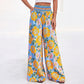 Pantalon large à taille haute à imprimé floral pour femme