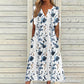 ☀️👗 Coup de cœur – Robe midi décontractée à motifs floraux et col en V – Tombé souple et imprimé romantique