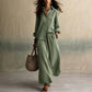Ensemble chemise à manches longues et pantalon large pour femme