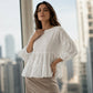 Blouse d'été à manches lanternes et volants étagés pour femme