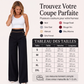 Pantalon large taille haute pour femme avec bordures contrastées