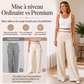 Pantalon large taille haute pour femme avec bordures contrastées