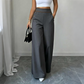 Pantalon large taille haute pour femme avec bordures contrastées