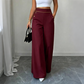 Pantalon large taille haute pour femme avec bordures contrastées