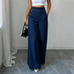 Pantalon large taille haute pour femme avec bordures contrastées