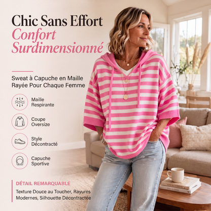 Pull à capuche rayé décontracté pour femme