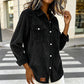 Chemise décontractée à côtes et boutons pour femme
