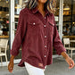 Chemise décontractée à côtes et boutons pour femme