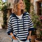 Pull à capuche rayé décontracté pour femme