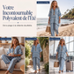 Ensemble décontracté 2 pièces à rayures, col V, coupe ample pour femme