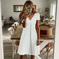 Robe femme à col en V festonné et à œillets