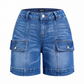 Short en jean stretch décontracté pour femme