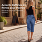 Short en jean taille haute longueur genou pour femme