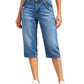 Short en jean taille haute longueur genou pour femme