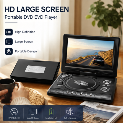 📺 50 % DE RÉDUCTION !!! 💿 Lecteur DVD/EVD portable HD 7,8 pouces – Grand écran, rechargeable et compatible DVD/CD/USB/SD – Parfait pour la maison et les voyages.