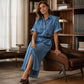 Robe en jean ample pour femme, boutonnée devant