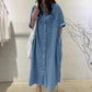 Robe en jean ample pour femme, boutonnée devant