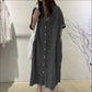 Robe en jean ample pour femme, boutonnée devant