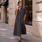 Robe en jean ample pour femme, boutonnée devant