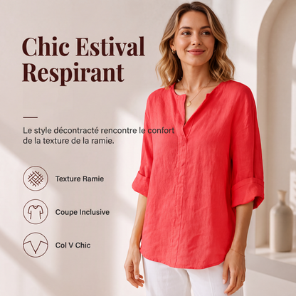 T-shirt décontracté pour femme à col en V