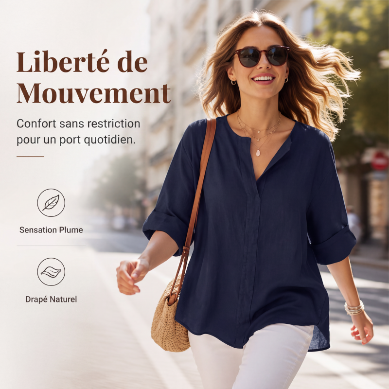 T-shirt décontracté pour femme à col en V