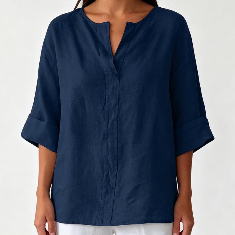 T-shirt décontracté pour femme à col en V