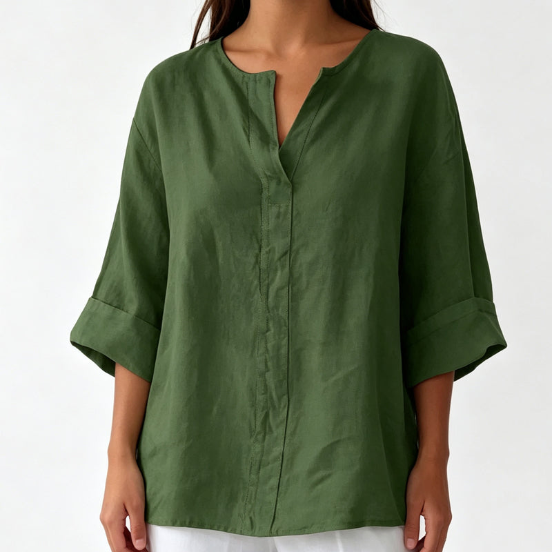T-shirt décontracté pour femme à col en V